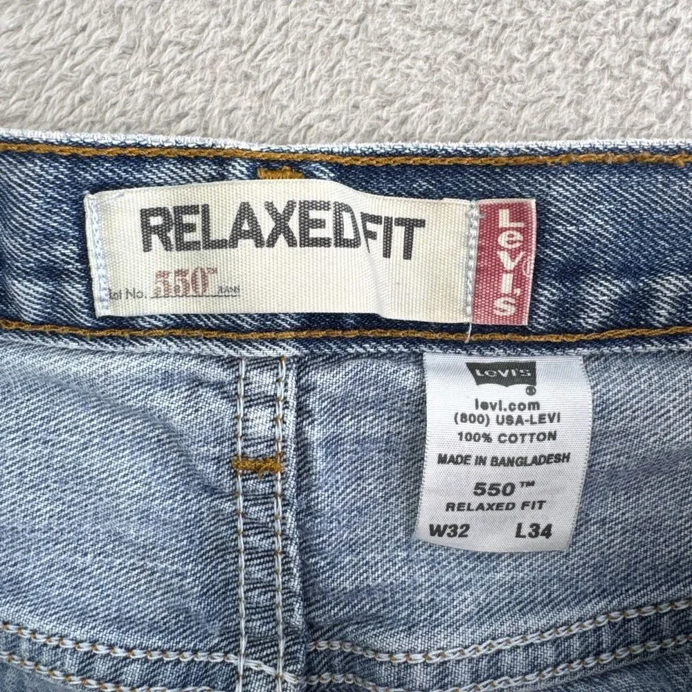 Levi's 550 Jeans Men 32X34 Blue Denim Cotton Relaxed Fit Medium Wash Tapered Leg